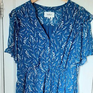 Blue silk ba&sh summer dress, size L